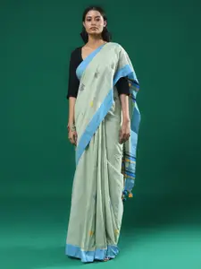 Indethnic Geometric Woven Design Pure Cotton Jamdani Saree