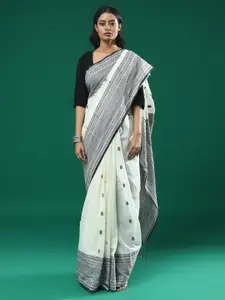 Indethnic Ethnic Motifs Woven Design Pure Cotton Jamdani Saree