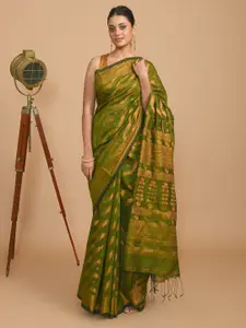 Indethnic Geometric Woven Design Zari Jamdani Saree