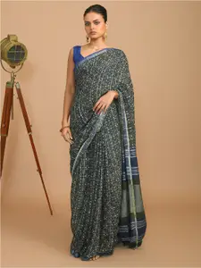 Indethnic Ajrak Block Printed Bhagalpuri Saree