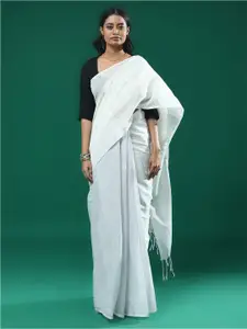 Indethnic Striped Printed Zari Pure Cotton Saree