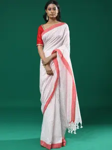 Indethnic Striped Woven Design Saree