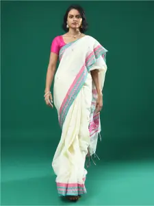 Indethnic Geometric Woven Design Pure Cotton Jamdani Saree