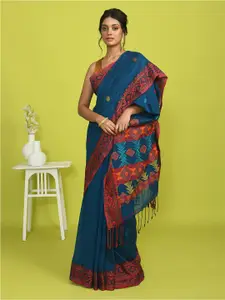 Indethnic Geometric Woven Design Pure Cotton Jamdani Saree