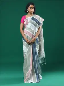 Indethnic Striped Colourblocked Saree