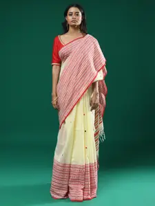 Indethnic Ethnic Woven Design Pure Cotton Jamdani Saree