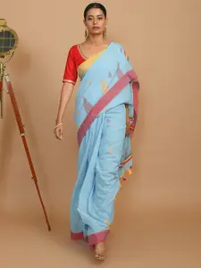 Indethnic Geometric Woven Design Pure Cotton Jamdani Saree