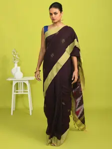 Indethnic Ethnic Woven Design Pure Cotton Ikat Saree