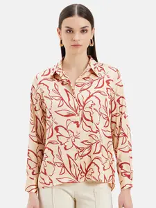 Kazo Standard Floral Opaque Printed Satin Formal Shirt