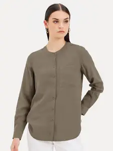 Kazo Mandarin Collar Standard Opaque Casual Shirt