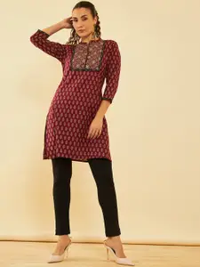 Soch Ethnic Motifs Printed Cotton Sequinned Kurta