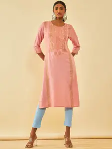 Soch Ethnic Motifs Yoke Design Beads and Stones Kurta
