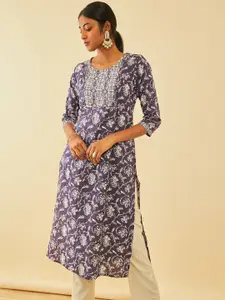 Soch Cotton Ajrak Print Kurta With Thread Work