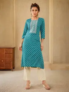 Soch Ethnic Motifs Embroidered Yoke Design Thread Work Kurta
