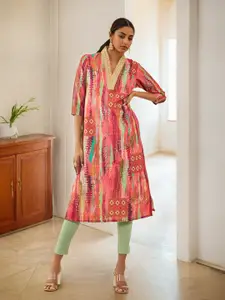 Soch Abstract Printed Gotta Patti Modal Kurta