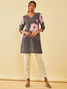 Soch Embroidered Modal V-Neck Kurta