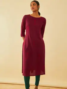 Soch Round Neck Embroidered Thread Work Kurta