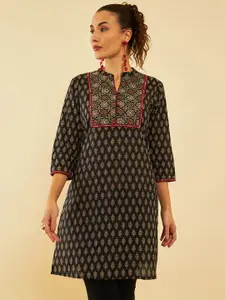 Soch Ethnic Motifs Printed Sequinned Cotton Kurta