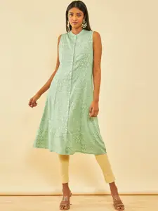 Soch Floral Printed Mandarin Collar Kurta