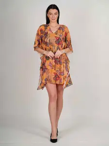 Rajoria Instyle Floral Print Flared Sleeve Georgette Mini Dress