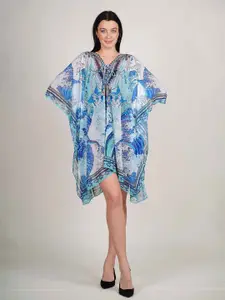 Rajoria Instyle Floral Dyed Kimono Sleeve Georgette Kaftan Dress