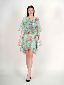 Rajoria Instyle Floral Print Flared Sleeve Georgette Kaftan Dress