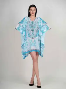 Rajoria Instyle Ethnic Motifs Print Flared Sleeve Georgette Kaftan Dress