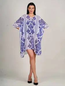 Rajoria Instyle Ethnic Motifs Print Kimono Sleeve Georgette Kaftan Dress