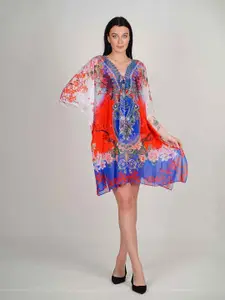 Rajoria Instyle Print Flared Sleeve Georgette A-Line Dress