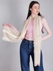 DressBerry Beige-Coloured Printed Cotton Scarf
