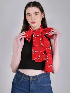 DressBerry Red Conversational Printed Scarf