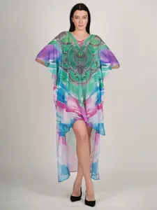 Rajoria Instyle Print Flared Sleeve Georgette Kaftan Dress