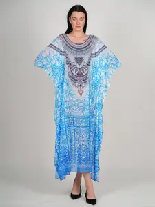 Rajoria Instyle Print Kimono Sleeve Georgette A-Line Maxi Dress