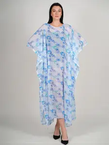 Rajoria Instyle Floral Print Cape Sleeve Georgette Kaftan Maxi Dress