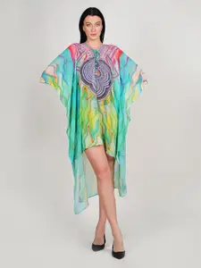 Rajoria Instyle Print Kimono Sleeve Georgette Kaftan Dress