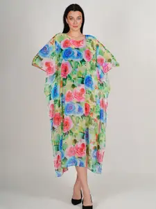 Rajoria Instyle Floral Print Georgette Kaftan Midi Dress