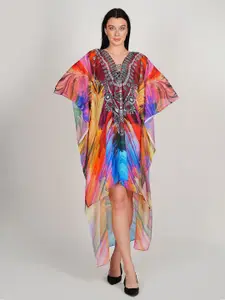 Rajoria Instyle Print Flared Sleeve Georgette Kaftan Dress