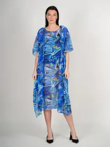Rajoria Instyle Print Georgette A-Line Midi Dress