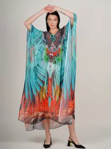 Rajoria Instyle Print Georgette A-Line Midi Dress