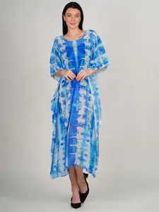 Rajoria Instyle Tie and Dye Dyed Georgette A-Line Midi Dress