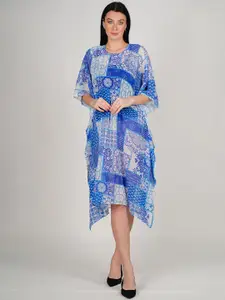 Rajoria Instyle Dyed Cape Sleeve Georgette Kaftan Midi Dress