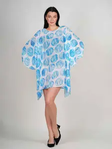 Rajoria Instyle Ethnic Motifs Print Kimono Sleeve Georgette Kaftan Dress
