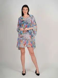 Rajoria Instyle Floral Print Flared Sleeve Georgette A-Line Dress