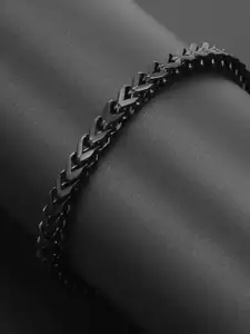 MEENAZ Men Silver-Plated Stainless Steel Link Bracelet