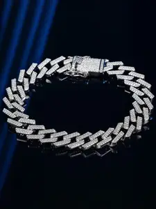 MEENAZ Men American Diamond Silver-Plated Bracelet