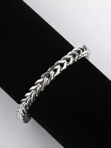 MEENAZ Men Stainless Steel Silver-Plated Link Bracelet