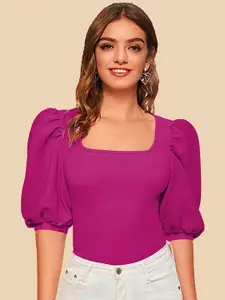 Dream Beauty Fashion Square Neck Puff Sleeves Casual Top