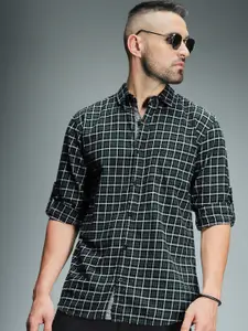 High Star Standard Grid Tattersall Checked Pure Cotton Casual Shirt