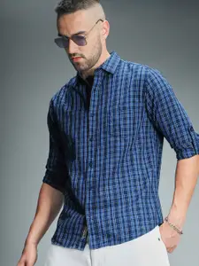 High Star Classic Grid Tattersall Checked Pure Cotton Casual Shirt