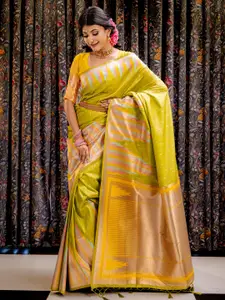 MIMOSA Striped Woven Design Zari Art Silk Kanjeevaram Saree